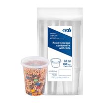 32 OZ, 100 conjuntos Recipientes de armazenamento de alimentos de plástico EDI Deli com tampas herméticas Seguro para microondas, freezer, máquina de lavar louça Sem BPA Serviço pesado Preparação de refeições À prova de vazamentos