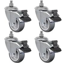 32 Rodizio Roda Giratório Pvc Parafuso Com Freio 3 Polegadas Schioppa