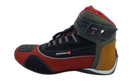 320AT-Bota Tênis Motociclista Cano Alto Couro com protetores de borracha Refletivos vermelho preto