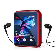 32GB MP3 Player Bluetooth 5.0 Tela de toque total Tela de cor Mini MP3 Player, HiFi Lossless Music Player com alto-falantes, Rádio FM, Gravação, Suporte até 128GB (vermelho)