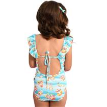 336 maiô infantil babado ombro moda praia proteção solar uv