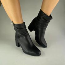 346919 Bota Cano Baixo Couro Burnish Preto