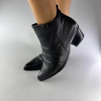 349308 Bota Cano Baixo Couro Burnish Preto 349308 Bota Cano Baixo Couro Burnish Preto