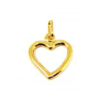 351898 Pingente Berloque Coração Vazado Grande Ouro 18k