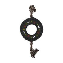 3568 Pneu com Corda Branca e Marrom 10,5 Cm Brinquedo Pet Sap