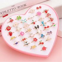 36 Anéis Infantil para Meninas- presente- Natal- Moderno Ajustável com a Caixa de Coração 36 Anéis Infantil para Meninas- presente- Natal- Moderno Ajustável com a Caixa de Coração