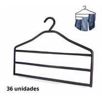 36 Cabides P/ Calça Jeans Calceiro Preto Triplo Bermuda Roupa