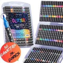 36 Canetas Hidrografica Com Glitter Ponta Dupla 72 Cores Ref. JF495
