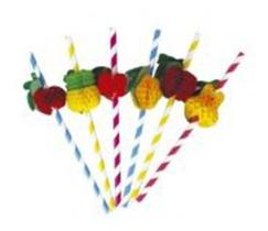 36 Canudos Ecologico Papel Flexivel Enfeite Drink Fruta Fest