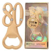 36 Pack Creative Bottle Openers para 80th Birthday Party Favors ou 80th Wedding Anniversary Party Gifts Black and Gold Temático Festa de Aniversário Favorece Decorações de Souvenirs para Convidados (36, Golden-80th)