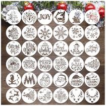 36 peças de estênceis de Natal pequenos Huahui de 7,5 cm reutilizáveis
