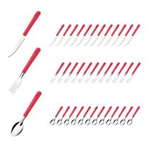 36 Talher Faca Garfo Colher Inox Vermelho Linha Luna Casa