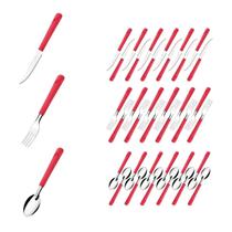 36 Talher Faca Garfo Colher Inox Vermelho Luna Restaurante