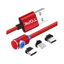 360 graus Cabo Carregador Magnético Rotativo Para Telefone Com Luz LED 90 graus Conector Angular TOPK