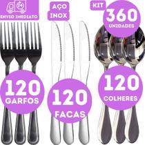 360 Talheres Inox Atacado 120 Garfos 120 Facas 120 Colher Mesa Restaurante Churrascaria Lanchonete
