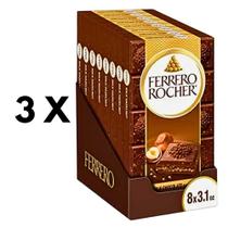 3cxs De Barra De Chocolate Ao Leite FERRERO ROCHER 90g- 24un