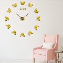 3D borboleta parede relógio adesivos bricolage dourado