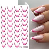 3D Gradiente Linha Francesa Adesivo De Unhas Diy Ferramenta De Adesivo De Decoração De Unhas