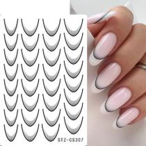 3D Gradiente Linha Francesa Adesivo De Unhas Diy Ferramenta De Adesivo De Decoração De Unhas