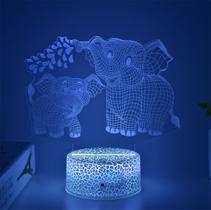 3D Night Light Water Playing Elephant Maternal Love