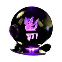 3D Pikachu Gengar Mew Mewtwo Pokémon Crystal Ball Base Da Lâmpada Pokeball Night Light Presente De