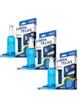 3KIT Limpa Telas Start 120ml+Pano Microfibra-limpa tela/PC/tablet/CEL/TV/tiramancha digital gordura