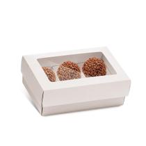3Kits 10 Caixas Brancas para 6 Doces Gourmet com Divisoria para Bombons Brigadeiro Trufas