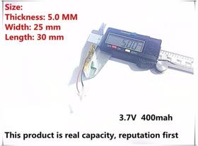 (3pcs) Bateria 3,7v 5mm X 25mm X 30mm 400 Mah Com 2 Fios (3pcs) Bateria 3,7v 5mm X 25mm X 30mm 400 Mah Com 2 Fios