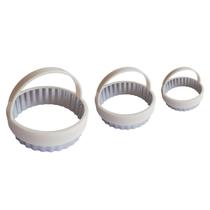 3pçs cortador molde forma c/ alça massa biscoito - Círculo 3pçs cortador molde forma c/ alça massa biscoito - Círculo