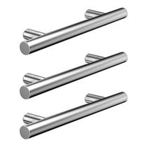 (3pçs) Puxador Disia 96mm Haste Redonda Inox Escovado Móveis