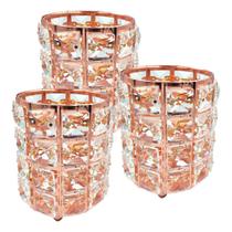 3u Pote Armazenamento Cristal Nórdico Manicure Cor Ouro Rosa