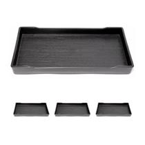 3UN Bandeja Retangular Preta Plástico Decoração 30cm