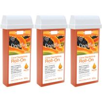 3UN Cera Refil Roll On Mamão 100g Depilação Depilflax 3UN Cera Refil Roll On Mamão 100g Depilação Depilflax
