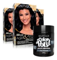 3un. Coloração Beautcolor Kit 1.0 + Color Pots Preto Blackout 240g 3un. Coloração Beautcolor Kit 1.0 + Color Pots Preto Blackout 240g