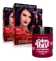 3un Coloração Beautycolor Kit 42.26 + Color Pots Vermelho Candy