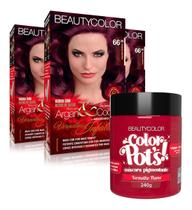 3un Coloração Beautycolor Kit 66.26 + Color Pots Vermelho Flame