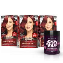 3un Coloração Beautycolor Kit 66.46 + Color Pots Marsala Infalível