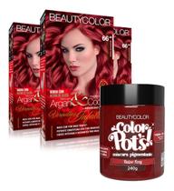 3un Coloração Beautycolor Kit 66.46 + Color Pots Ruivo Foxy 240g