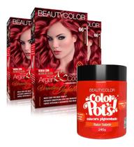 3un Coloração Beautycolor Kit 66.46 + Color Pots Ruivo Valente 240g