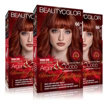 3un. Coloração Beautycolor Kit 66.74 Ruivo Doce De Leite
