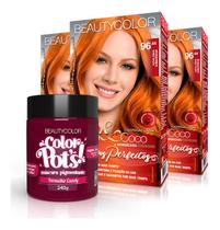 3un Coloração Beautycolor Kit 96.44 + Color Pots Vermelho Candy