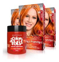 3un. Coloração Kit Beautycolor 96.44 + Color Pots Ruivo Valente