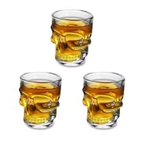 3un COPO VIDRO DOSE SHOT CAVEIRA 50ML CACHAÇA TEQUILA