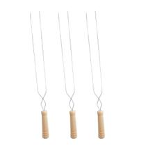 3Un Espeto Duplo Inox Cabo Madeira Churrasco 65Cm Aço 3Un Espeto Duplo Inox Cabo Madeira Churrasco 65Cm Aço