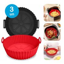 3un Forma Silicone Reutilizável Air Fryer Microondas c/ alça