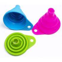 3un Funil Silicone Dobrável Pequeno Retrátil Cozinha Prático