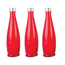 3un GARRAFA DE VIDRO TAMPA INOX ACQUA ÁGUA SUCO VERMELHO