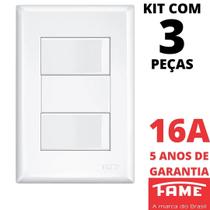 3un Interruptor Paralelo Three Way 2 Teclas 16A Com Placa Evidence FAME