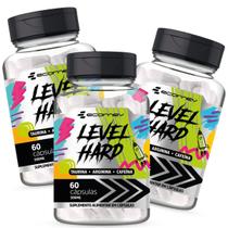 3Un Level Hard Cafeina Arginina Taurina 500mg - 180 Cáps Pré Treino Potente