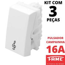 3un Módulo Interruptor Pulsador Campainha 16A Modulare, Evidence, Blanc Mais FAME